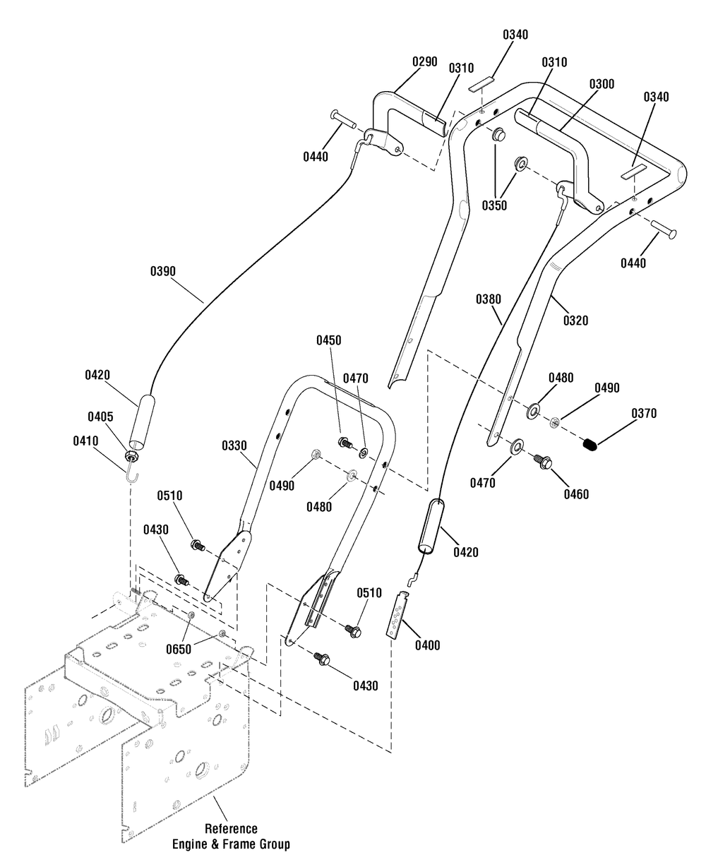 Handles Group Diagram and Parts List for 1695952 2010 Briggs and Stratton Snow Blower